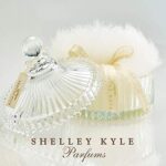 Shelley Kyle Large Handmade Lambs Wool Dusting Powder Puff 7x7 Inches with Elegant Crystal Dish