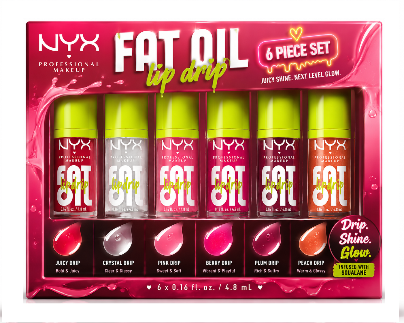 pic3 NYX PROFESSIONAL MAKEUP Fat Oil Lip Drip, Moisturizing Lip Oil Gloss, Vegan Tinted Formula, Up to 12 HR Hydration -(Set of 6) - Image 1